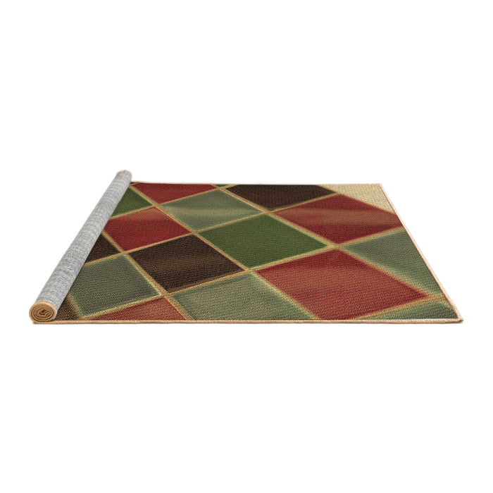 Sideview of Machine Washable Transitional Saffron Red Rug, wshpat3754brn