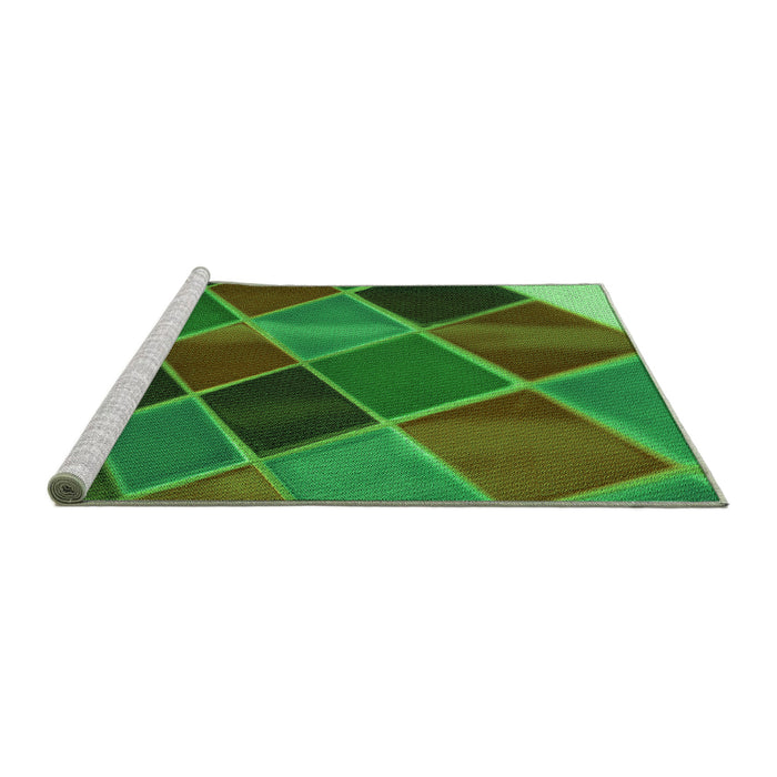 Sideview of Machine Washable Transitional Army Green Rug, wshpat3754grn
