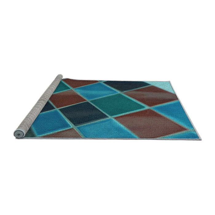 Sideview of Machine Washable Transitional Western Charcoal Gray Rug, wshpat3754lblu