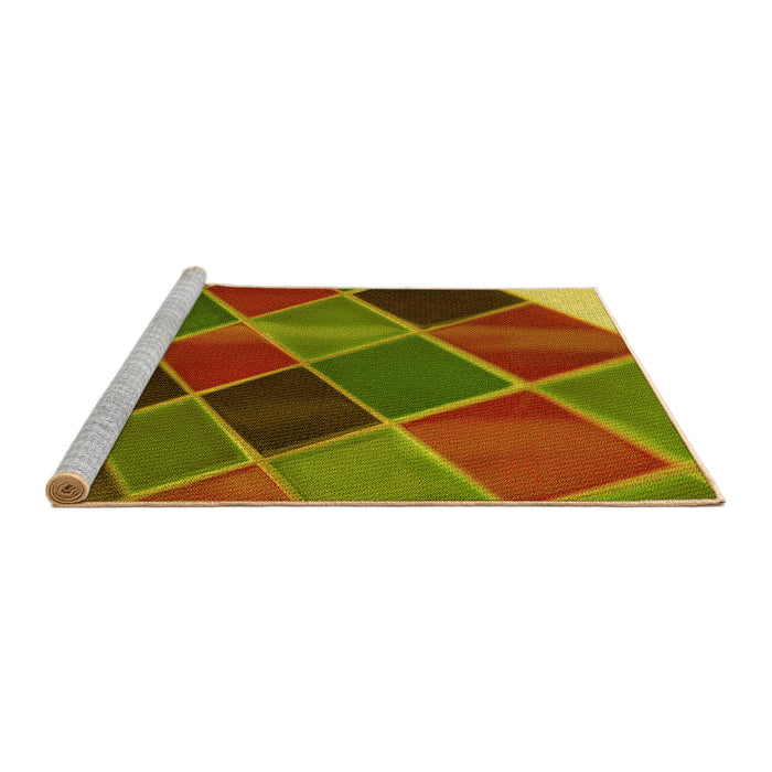 Sideview of Machine Washable Transitional Dark Yellow Green Rug, wshpat3754yw