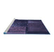 Sideview of Machine Washable Transitional Night Blue Rug, wshpat3755blu