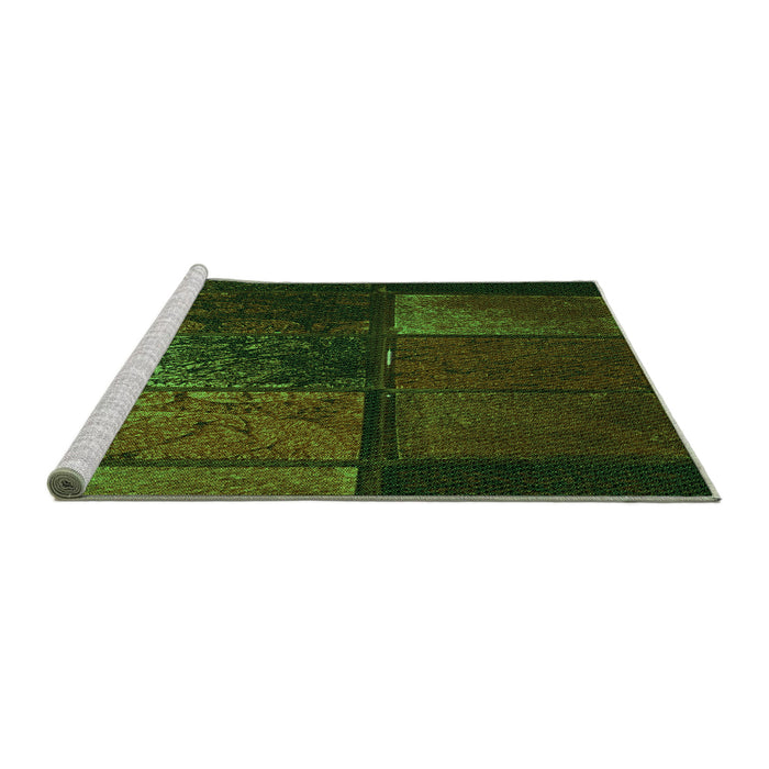 Sideview of Machine Washable Transitional Dark Lime Green Rug, wshpat3755grn