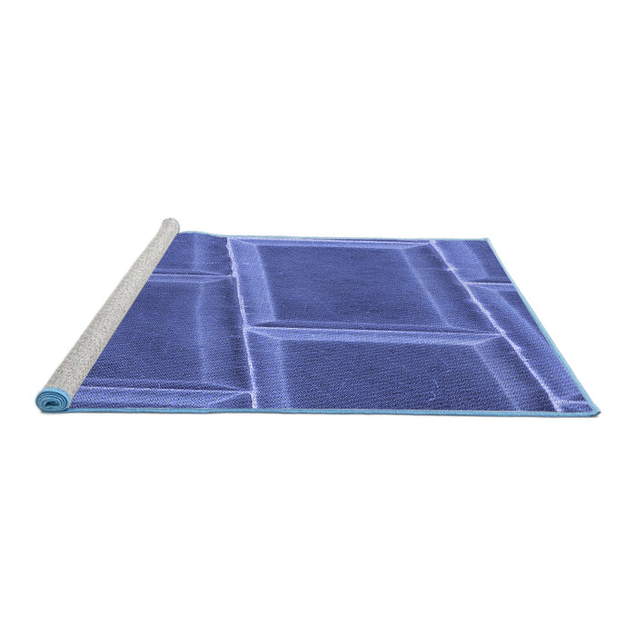 Sideview of Machine Washable Transitional Sky Blue Rug, wshpat3756blu