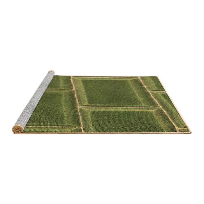 Sideview of Machine Washable Transitional Dark Yellow Green Rug, wshpat3756brn