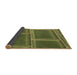 Thickness of Patterned Dark Yellow Green Rug, pat3756brn