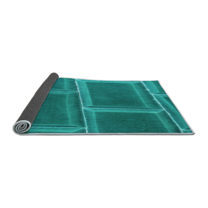 Thickness of Patterned Dark Cyan Green Rug, pat3756lblu