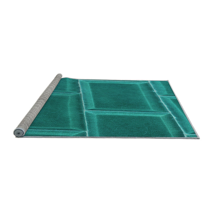 Sideview of Machine Washable Transitional Dark Cyan Green Rug, wshpat3756lblu