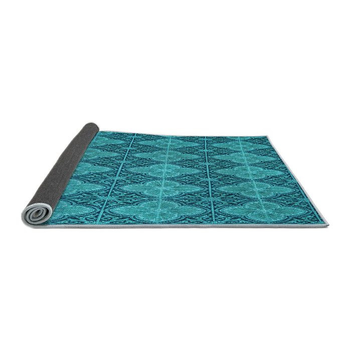Thickness of Patterned Dark Cyan Green Rug, pat3757lblu
