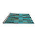 Sideview of Machine Washable Transitional Bright Turquoise Blue Rug, wshpat3758lblu