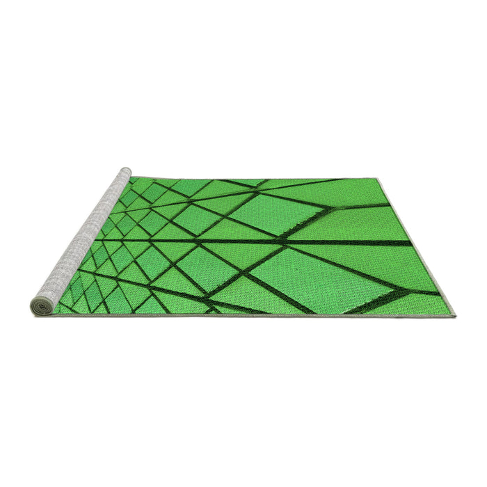 Sideview of Machine Washable Transitional Green Rug, wshpat3759grn