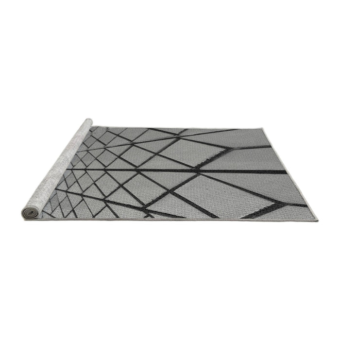 Sideview of Machine Washable Transitional Carbon Gray Rug, wshpat3759gry
