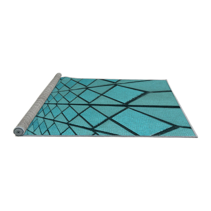 Sideview of Machine Washable Transitional Dark Cyan Green Rug, wshpat3759lblu