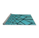 Sideview of Machine Washable Transitional Dark Cyan Green Rug, wshpat3759lblu