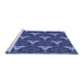 Sideview of Machine Washable Transitional Blue Rug, wshpat376blu