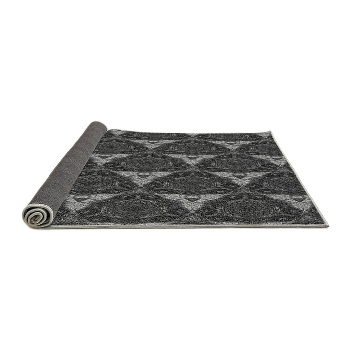 Thickness of Patterned Charcoal Black Rug, pat376gry