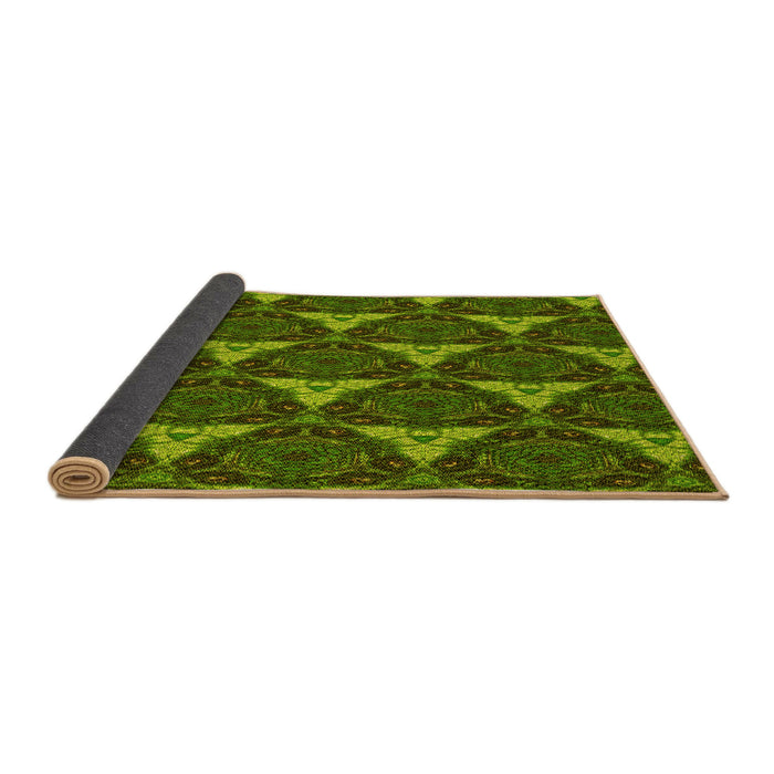 Thickness of Patterned Dark Forest Green Rug, pat376yw