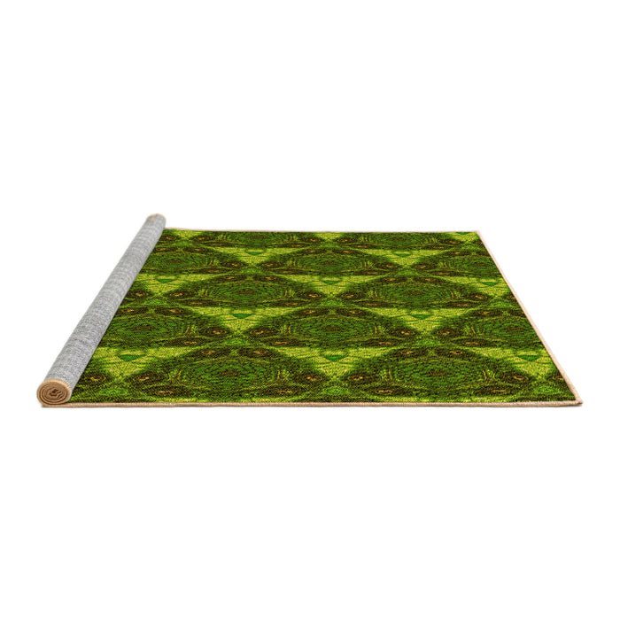 Sideview of Machine Washable Transitional Dark Forest Green Rug, wshpat376yw