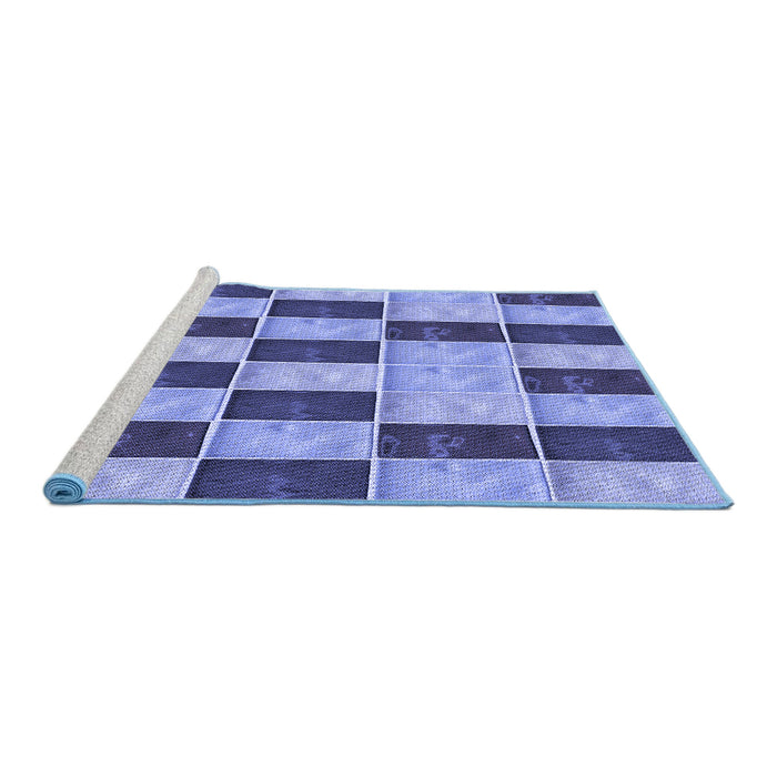 Sideview of Machine Washable Transitional Denim Blue Rug, wshpat3760blu