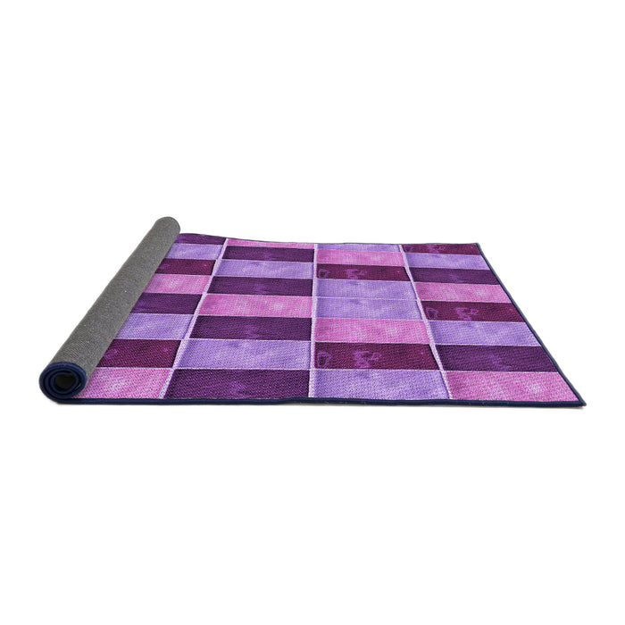 Thickness of Patterned Dark Magenta Purple Rug, pat3760pur