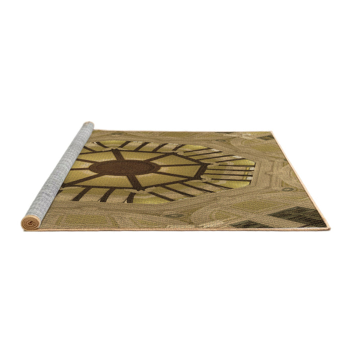 Sideview of Machine Washable Transitional Red Brown Rug, wshpat3761brn