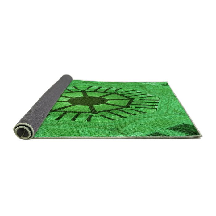 Thickness of Patterned Green Rug, pat3761grn