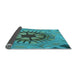 Thickness of Patterned Teal Green Rug, pat3761lblu