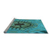 Sideview of Machine Washable Transitional Teal Green Rug, wshpat3761lblu