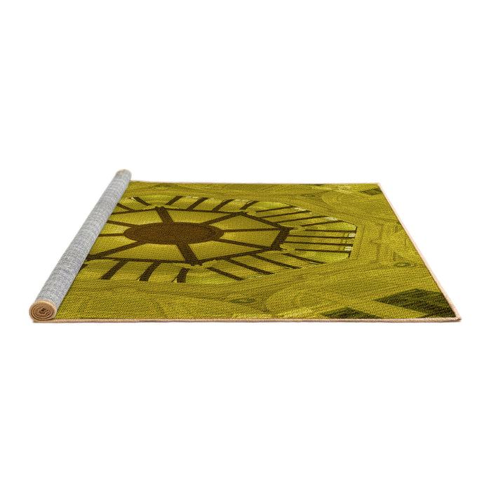 Sideview of Machine Washable Transitional Oak Brown Rug, wshpat3761yw