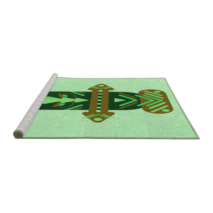 Sideview of Machine Washable Transitional Green Rug, wshpat3762grn