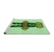 Sideview of Machine Washable Transitional Green Rug, wshpat3762grn