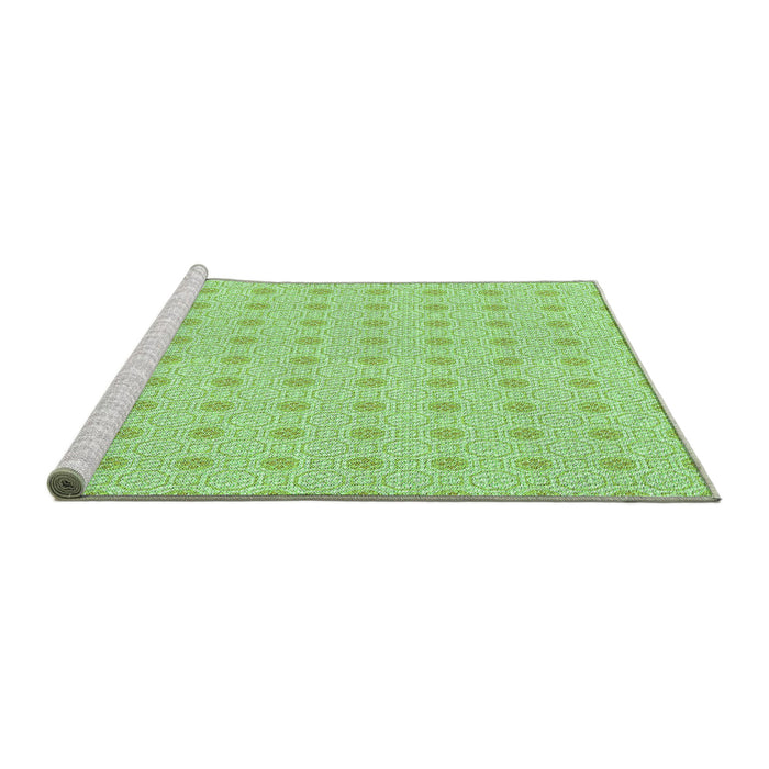 Sideview of Machine Washable Transitional Green Rug, wshpat3763grn
