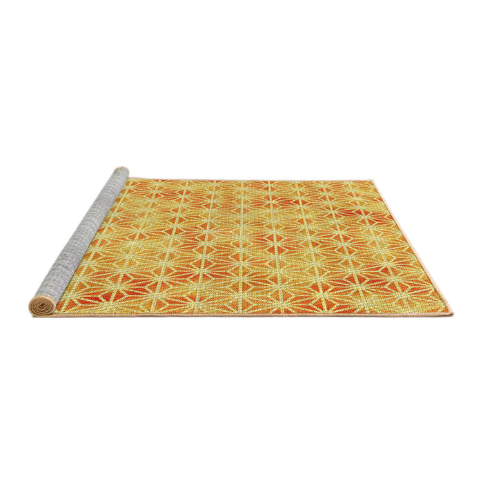 Sideview of Machine Washable Transitional Neon Orange Rug, wshpat3764yw
