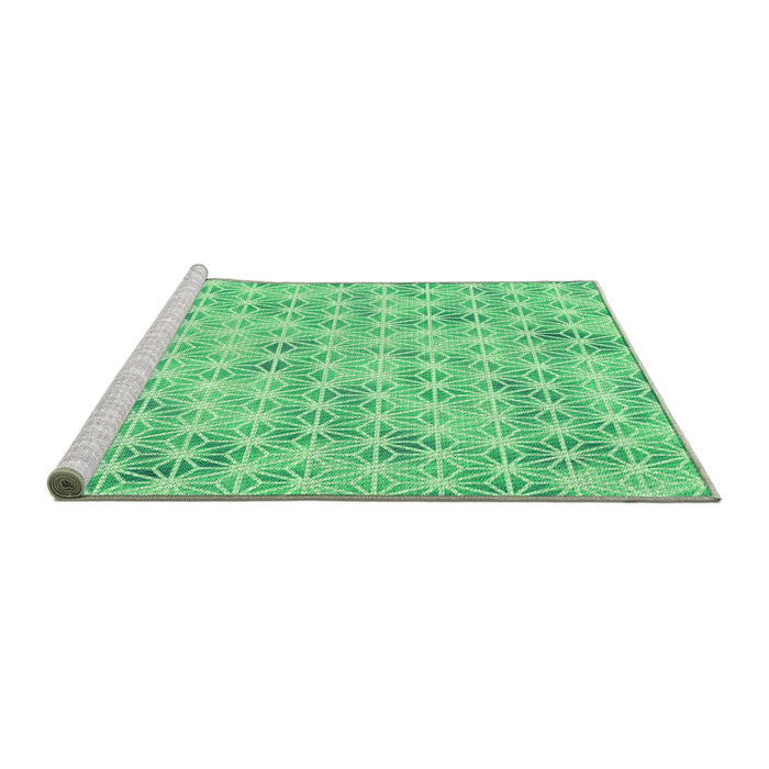 Sideview of Machine Washable Transitional Green Rug, wshpat3765grn