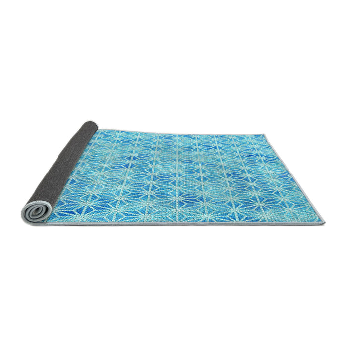 Thickness of Patterned Bright Turquoise Blue Rug, pat3765lblu