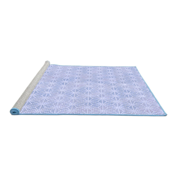 Sideview of Machine Washable Transitional Blue Rug, wshpat3766blu