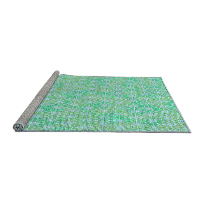 Sideview of Machine Washable Transitional Green Rug, wshpat3766lblu