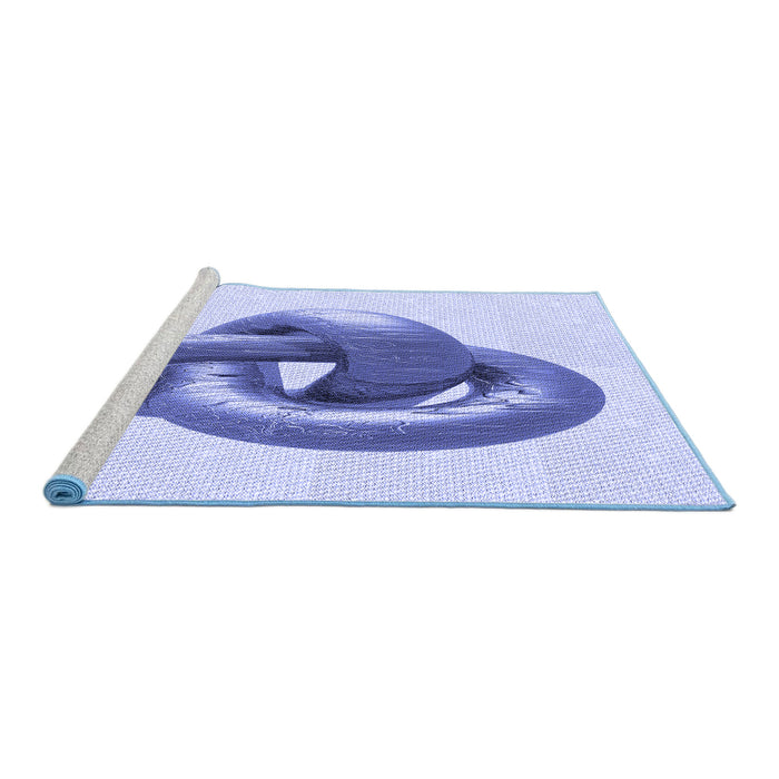 Sideview of Machine Washable Transitional Blue Rug, wshpat3769blu