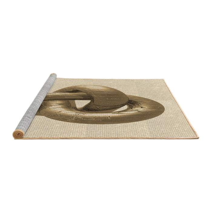 Sideview of Machine Washable Transitional Vanilla Gold Rug, wshpat3769brn