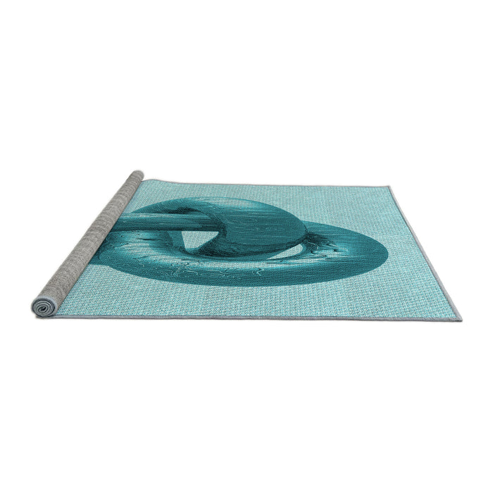 Sideview of Machine Washable Transitional Electric Blue Rug, wshpat3769lblu
