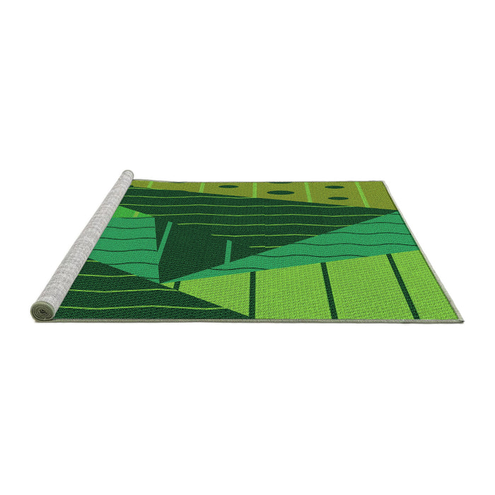 Sideview of Machine Washable Transitional Deep Emerald Green Rug, wshpat377grn