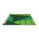 Sideview of Machine Washable Transitional Deep Emerald Green Rug, wshpat377grn