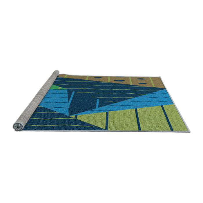 Sideview of Machine Washable Transitional Emerald Green Rug, wshpat377lblu