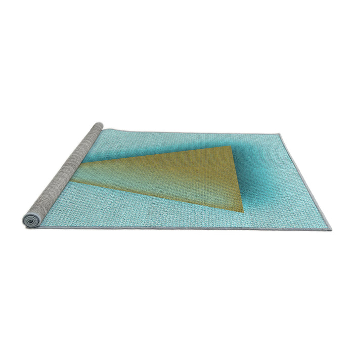 Sideview of Machine Washable Transitional Blue Rug, wshpat3771lblu