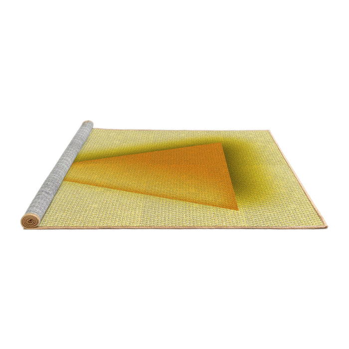 Sideview of Machine Washable Transitional Yellow Rug, wshpat3771yw