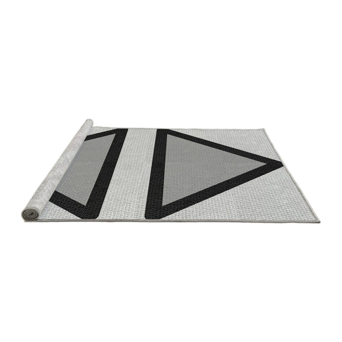 Sideview of Machine Washable Transitional Ash Gray Rug, wshpat3772gry