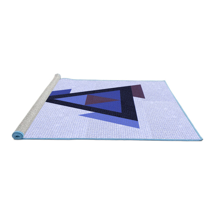 Sideview of Machine Washable Transitional Lavender Blue Rug, wshpat3773blu