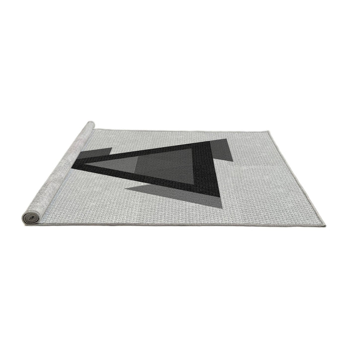 Sideview of Machine Washable Transitional Platinum Gray Rug, wshpat3773gry