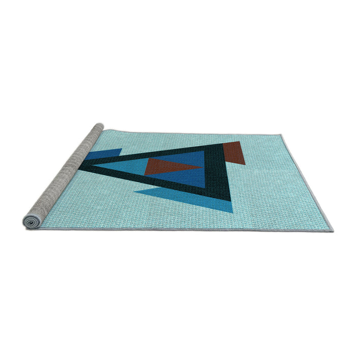 Sideview of Machine Washable Transitional Glacial Blue Ice Blue Rug, wshpat3773lblu
