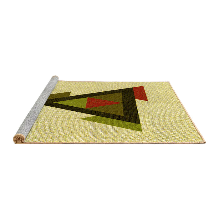 Sideview of Machine Washable Transitional Sun Yellow Rug, wshpat3773yw