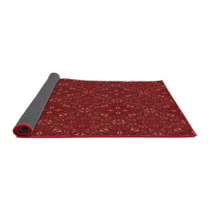Thickness of Patterned Cranberry Red Rug, pat3775rd